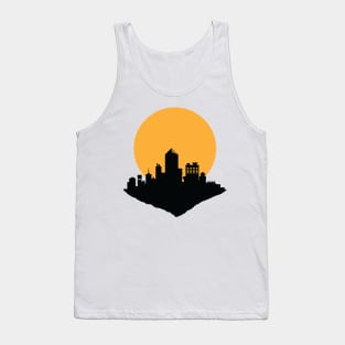 silhouette big city with Supermoon background Tank Top